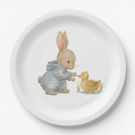 Assiettes En Carton lapin mignon avec canard (Devant)