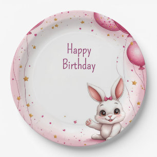 Assiettes En Carton Lapin Mignon Bébé Rose 🐰
