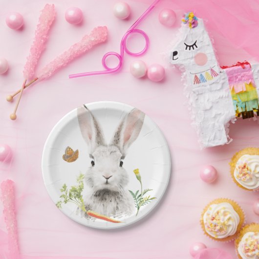 Assiettes En Carton Lapin mignon et carotte (Fête)