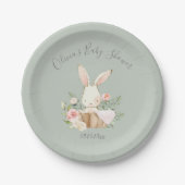 Assiettes En Carton Lapin Rabbit Girl Baby Sage Plaques de papier vert (Devant)