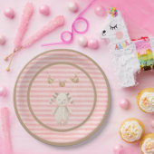 Assiettes En Carton Lapin Rose Bébé Fille Pastel Stripes (Fête)