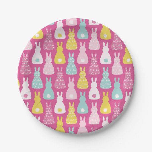 Assiettes En Carton Lapin rose lapin mignon enfants motif (Devant)