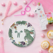 Assiettes En Carton Lapin rustique Lapin Turquoise Agritourisme Monogr (Fête)