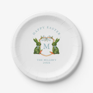 Assiettes En Carton Lapin Topiaire De Crête Monogramme Pâques