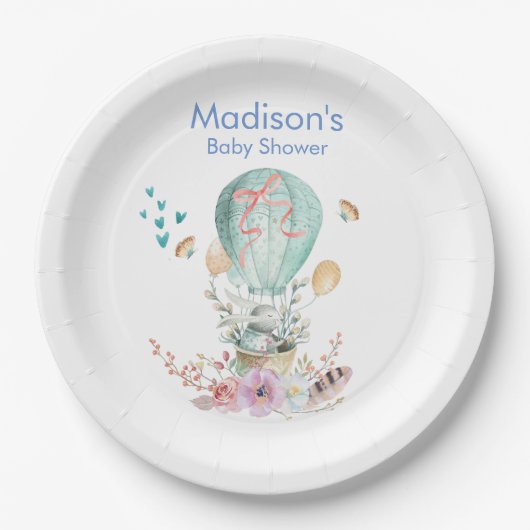 Assiettes En Carton Lapin Whimsical équitation dans un Baby shower de  (Devant)
