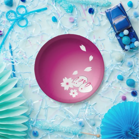 Assiettes En Carton Lapins à neiges et Sakura (Fête)