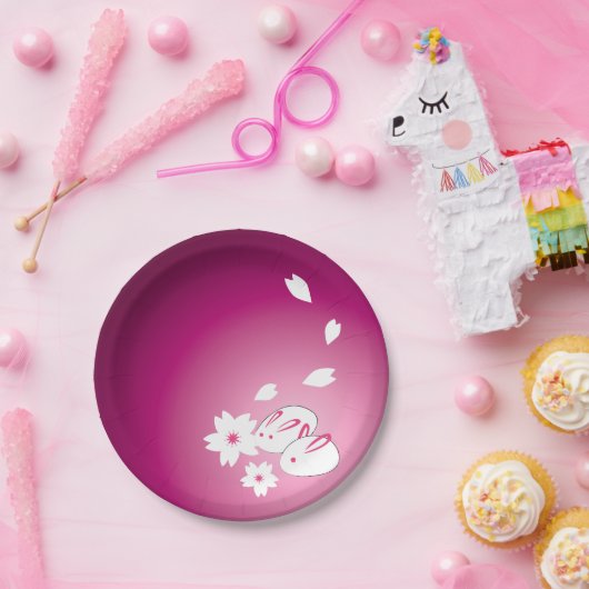 Assiettes En Carton Lapins à neiges et Sakura (Fête)
