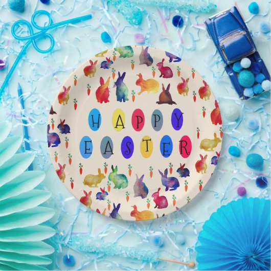 Assiettes En Carton Lapins de Pâques Plaques de papier personnalisées (Fête)