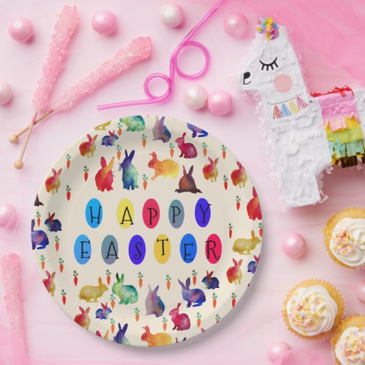 Assiettes En Carton Lapins de Pâques Plaques de papier personnalisées (Fête)
