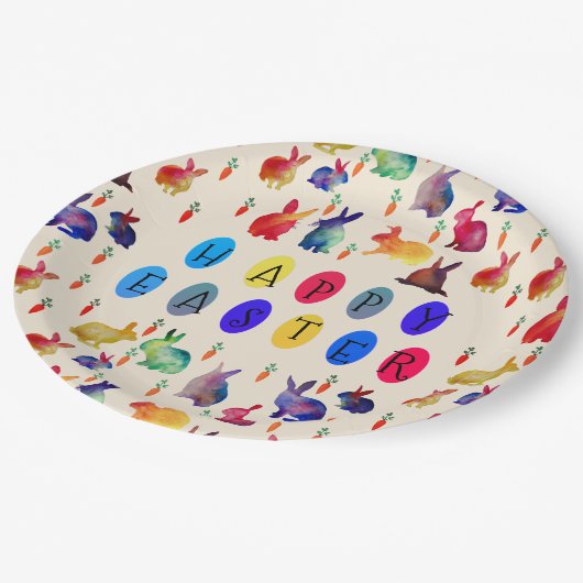 Assiettes En Carton Lapins de Pâques Plaques de papier personnalisées (Angle)