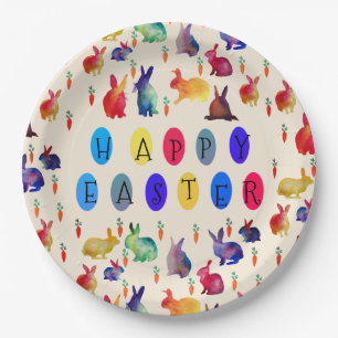 Assiettes En Carton Lapins de Pâques Plaques de papier personnalisées 