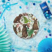 Assiettes En Carton Lapins et flore boisée 4 (Fête)