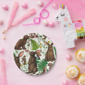 Assiettes En Carton Lapins et flore boisée 4 (Fête)