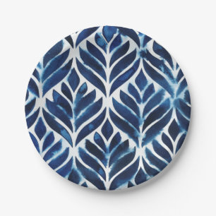 Assiettes En Carton L'aquarelle de cobalt couvre de tuiles IV