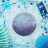 Assiettes En Carton L'aquarelle pourpre bleue éclabousse la conception (Fête)