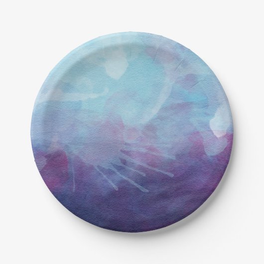 Assiettes En Carton L'aquarelle pourpre bleue éclabousse la conception (Devant)