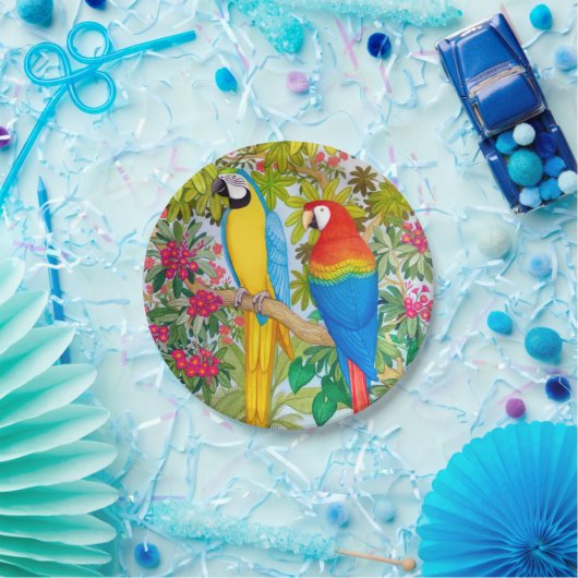 Assiettes En Carton L'ara Parrots les plaques à papier d'oiseaux (Fête)