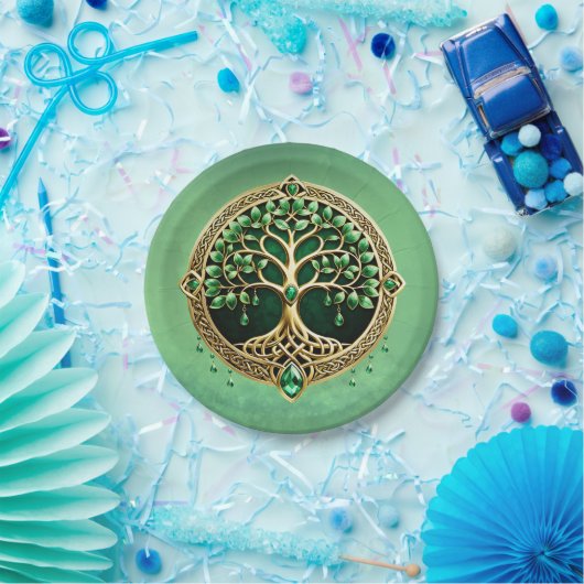 Assiettes En Carton L'arbre de vie aux noeuds celtiques. (Fête)