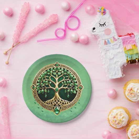 Assiettes En Carton L'arbre de vie aux noeuds celtiques. (Fête)