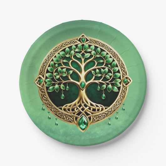 Assiettes En Carton L'arbre de vie aux noeuds celtiques. (Devant)