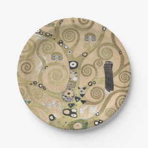 Assiettes En Carton L'Arbre de Vie, peinture à l'huile de Gustav Klimt