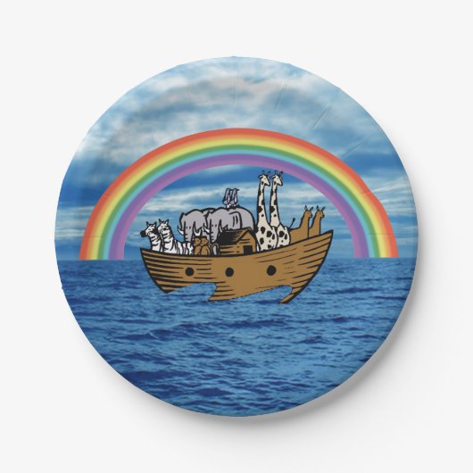 Assiettes En Carton L'arche et l'arc-en-ciel de Noé (Devant)