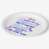 Assiettes En Carton L'argent peut acheter des chevaux violet rose (Angle)