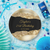 Assiettes En Carton Larmes à glam noir et or Fête d'anniversaire (Fête)