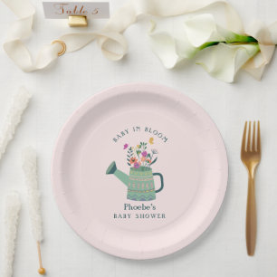 Assiettes En Carton L'arrosage peut bébé dans le Baby shower en fleur