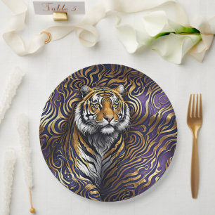 Assiettes En Carton L'art Abstrait du tigre