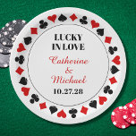 Assiettes En Carton Las Vegas Casino Lucky In Love Mariage<br><div class="desc">Ce Poker Quatre Costumes Motif Lucky in Love design mariage est la façon parfaite d'ajouter une touche de chance et de sophistication à votre journée spéciale. Avec un motif de poker classique rouge, noir et blanc avec quatre costumes, ce design est à la fois élégant et ludique. Personnalisez votre design...</div>