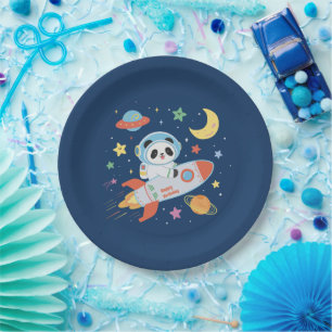 Assiettes En Carton l'astronaute bleu et orange Panda