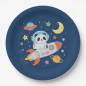 Assiettes En Carton l'astronaute bleu et orange Panda (Devant)