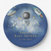 Assiettes En Carton L'astronaute spatial roquettes Boy sur le Baby sho (Devant)