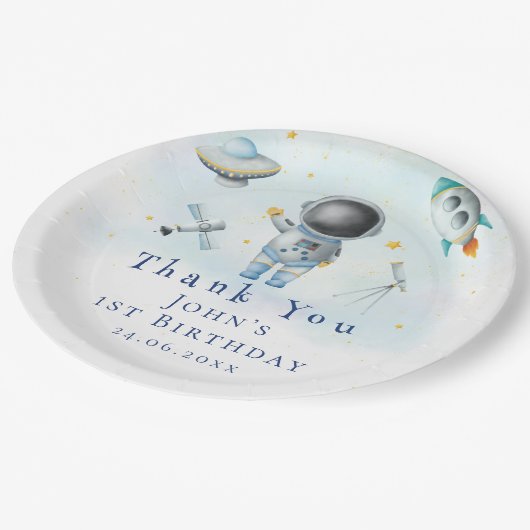 Assiettes En Carton L'astronaute spatial roquettes pour étoiles (Angle)