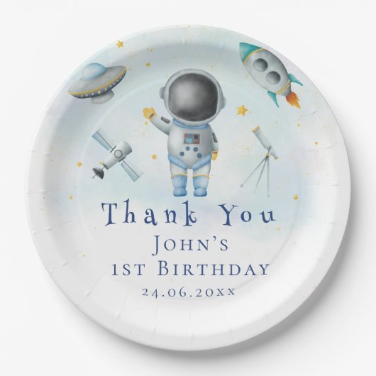 Assiettes En Carton L'astronaute spatial roquettes pour étoiles (Devant)