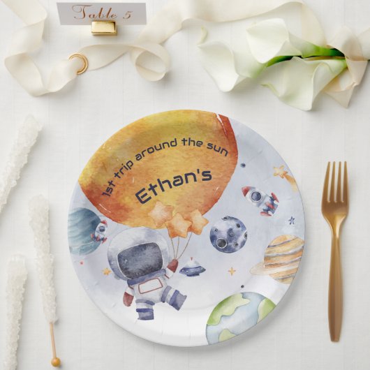 Assiettes En Carton L'astronaute spatiale garçon 1er anniversaire (Mariage)