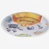Assiettes En Carton L'astronaute spatiale garçon 1er anniversaire (Angle)