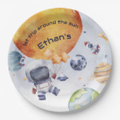 Assiettes En Carton L'astronaute spatiale garçon 1er anniversaire (Devant)