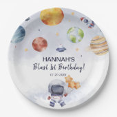 Assiettes En Carton L'astronaute spatiale garçon 1er anniversaire (Devant)