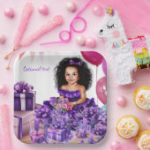 Assiettes En Carton Latino Girl Curls Purple Robe Party (Fête)