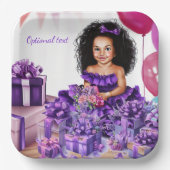 Assiettes En Carton Latino Girl Curls Purple Robe Party (Recto)