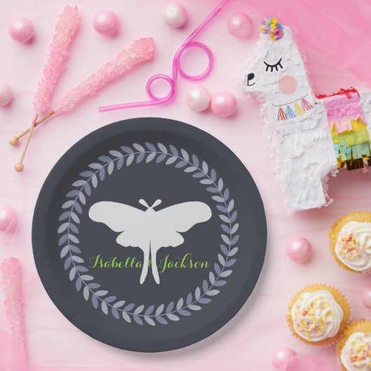 Assiettes En Carton Laurel Wreath & Luna Moth (Fête)