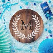 Assiettes En Carton Laurels rustique blanc champêtre Bois de grange (Fête)