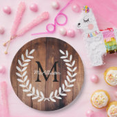 Assiettes En Carton Laurels rustique blanc champêtre Bois de grange (Fête)