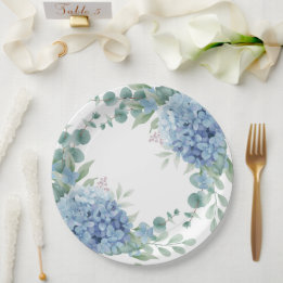 Assiettes En Carton Lavage de Florale d'Hydrangea Bleu pour une Fête d