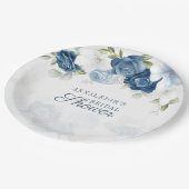 Assiettes En Carton Lavage de mariage botanique floral bleu moderne (Angle)