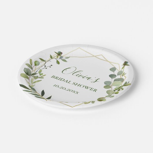 Assiettes En Carton Lavage de mariage de cadre géométrique d'eucalyptu (Angle)