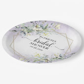 Assiettes En Carton Lavage de mariage géométrique verdure lavande viol (Angle)