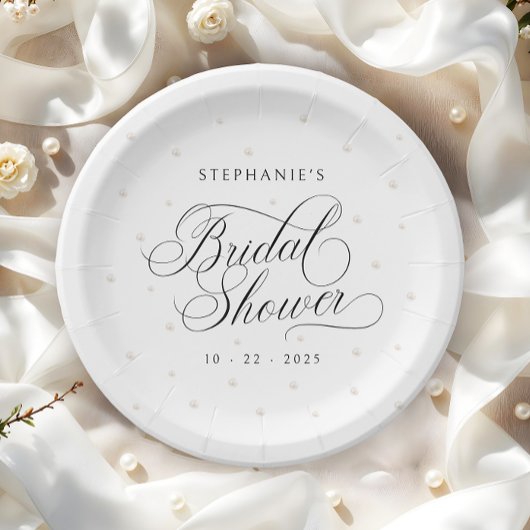 Assiettes En Carton Lavage de mariée Perles Élégantes